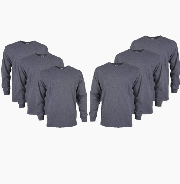 Gildan Ultra Cotton Long Sleeve T-Shirt Style G2400, Dark Heather (6 Pack)- 2XL gallery