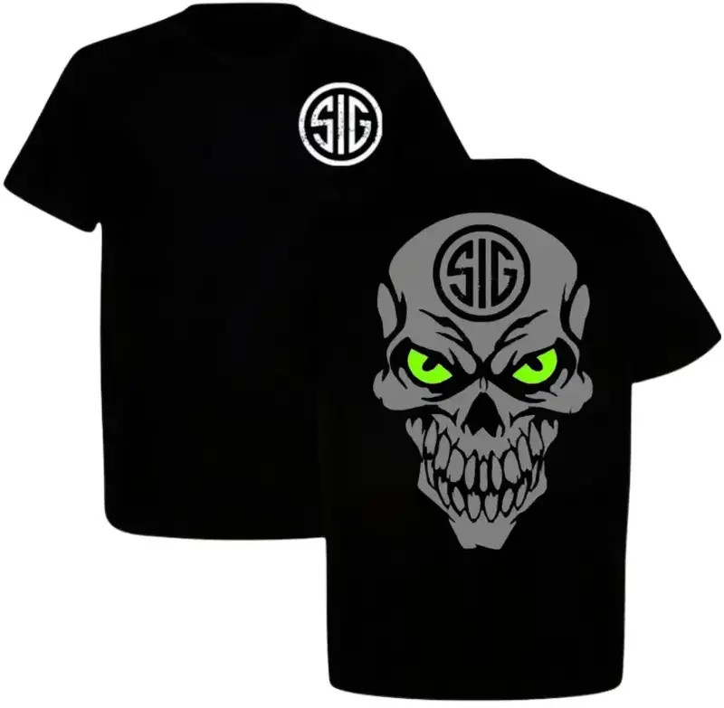 Sig Sauer Skull Green Eyes T-shirt, Tactical Gear Unisex, Gift For Him, Made in gallery