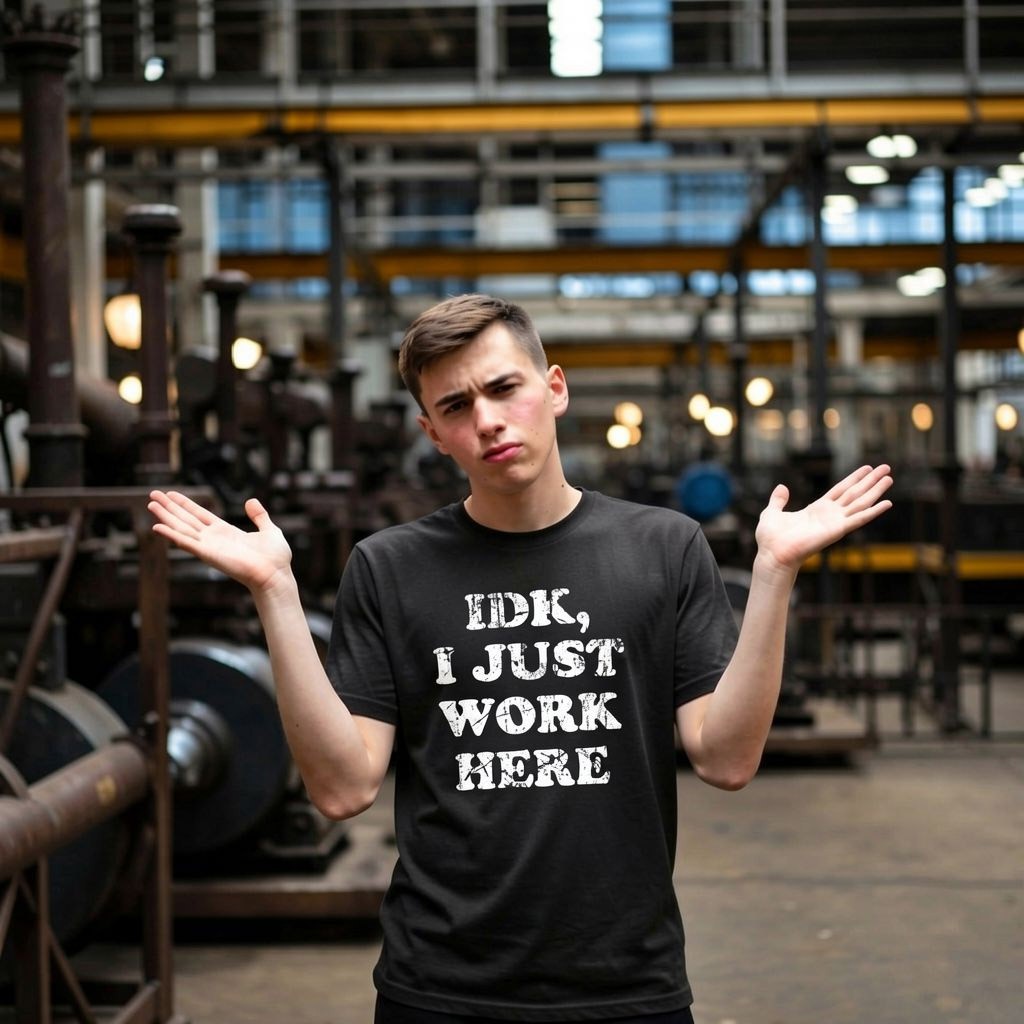 Mens IDK I Just Work Here T Shirt Funny Office Worker Joke Tee for Guys gallery