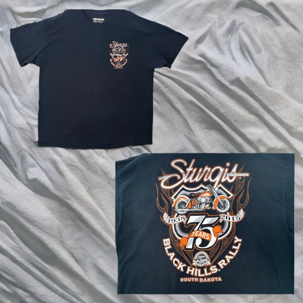75TH ANNIVERSARY 2015 STURGIS BLACK HILLS RALLY T-SHIRT Black SIZE 2X