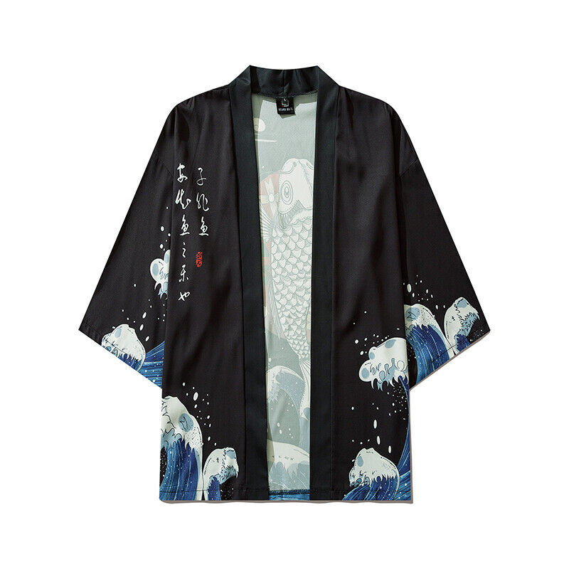 Niepce Streetwear Japanese Black Kimono Graphic Tee Samurai Short Sleeves Shirt gallery