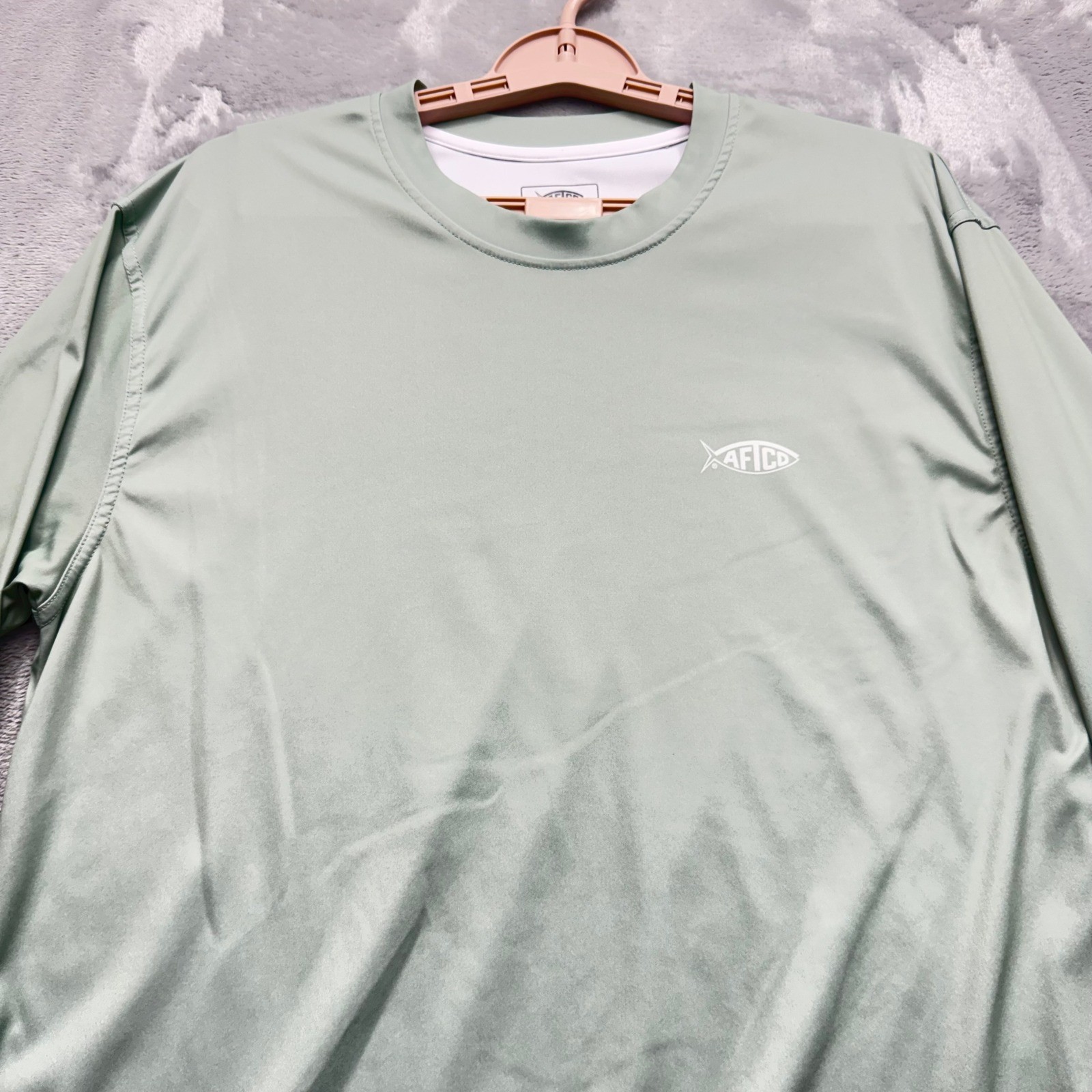 AFTCO Fishing Shirt Mens Medium Green Long Sleeve Performance Graphic Tee gallery
