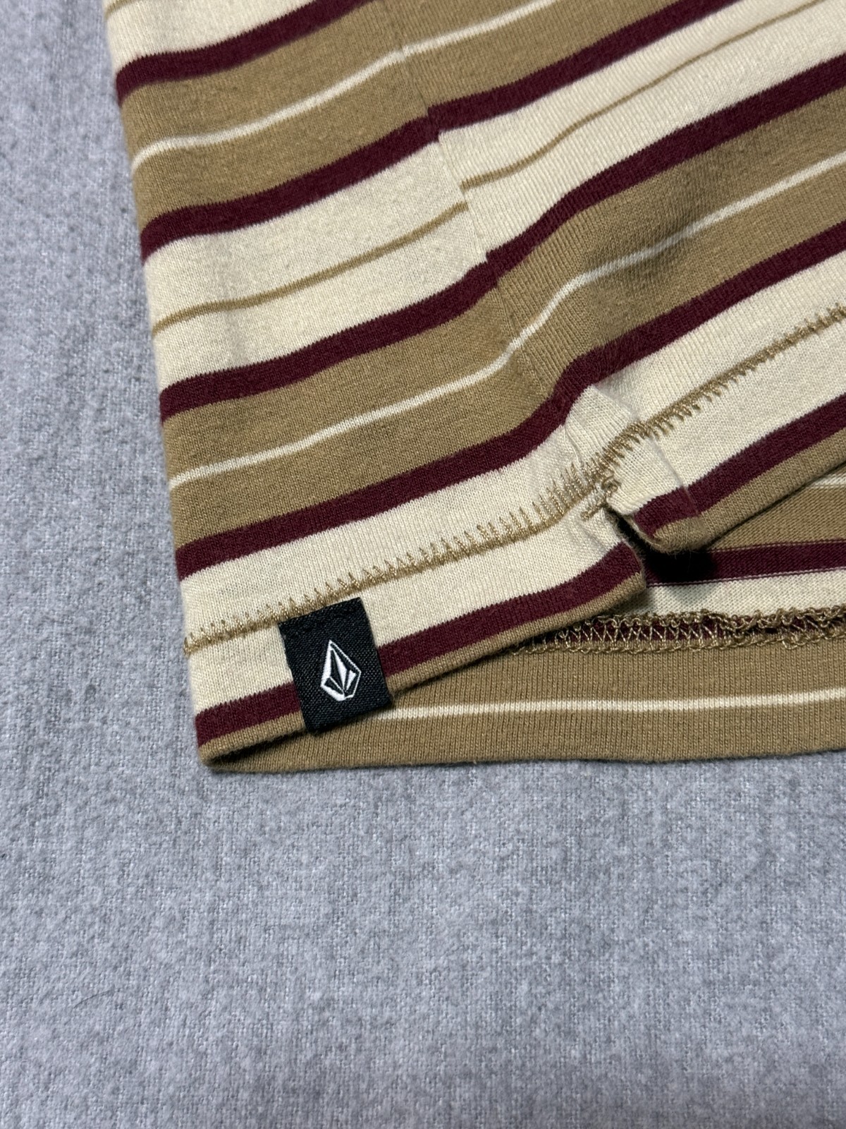 VOLCOM - Men's T-shirt SIZE L - LARGE - Yellow / Red - Striped - True to This gallery