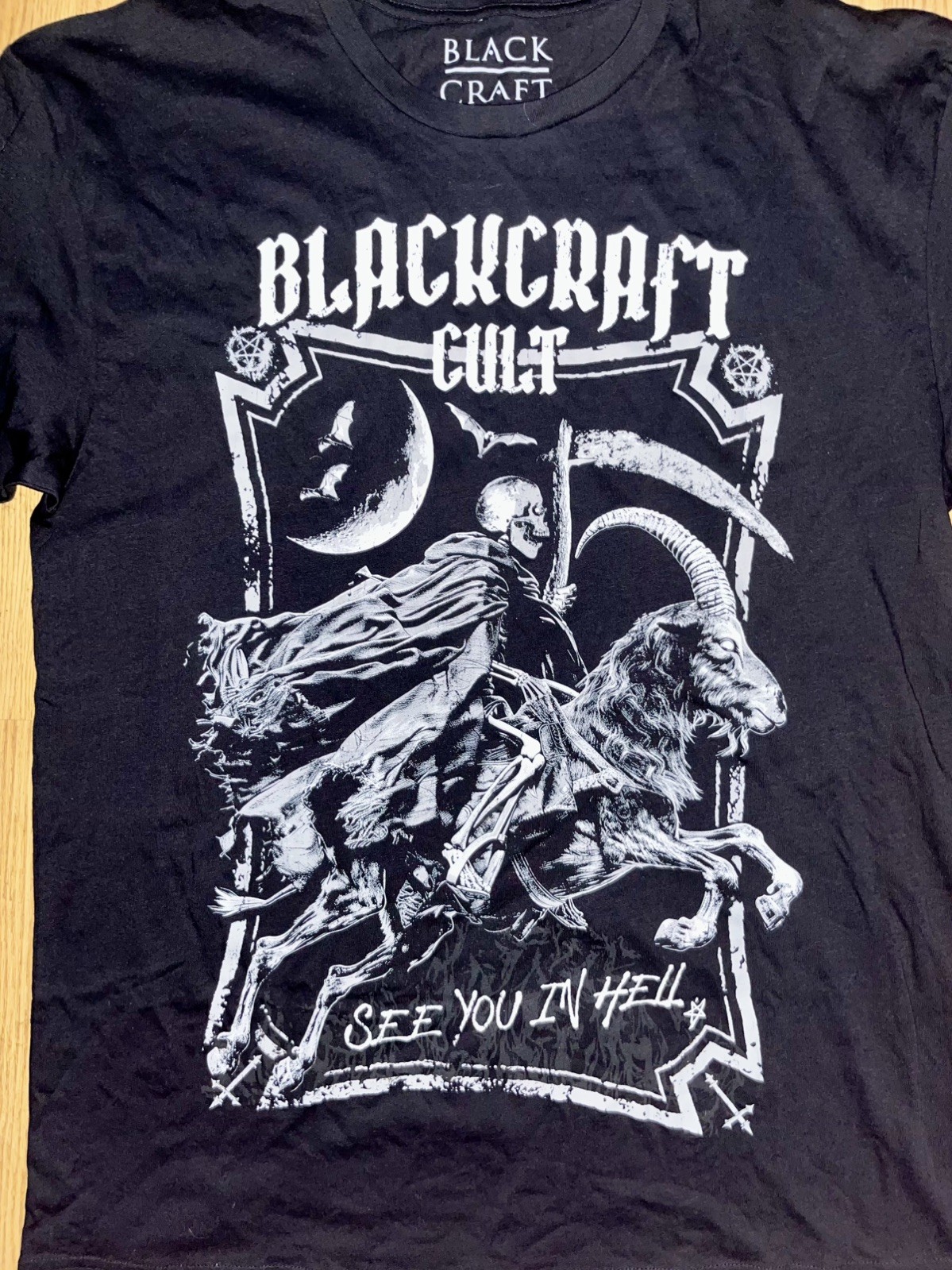 Blackcraft Cult See You In Hell Large Black Shirt Skeleton Goat gallery