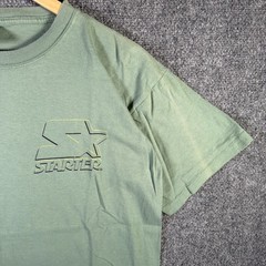 Vintage Starter Shirt Medium Green 90s USA Sage Big Print Sports Rare Star Logo