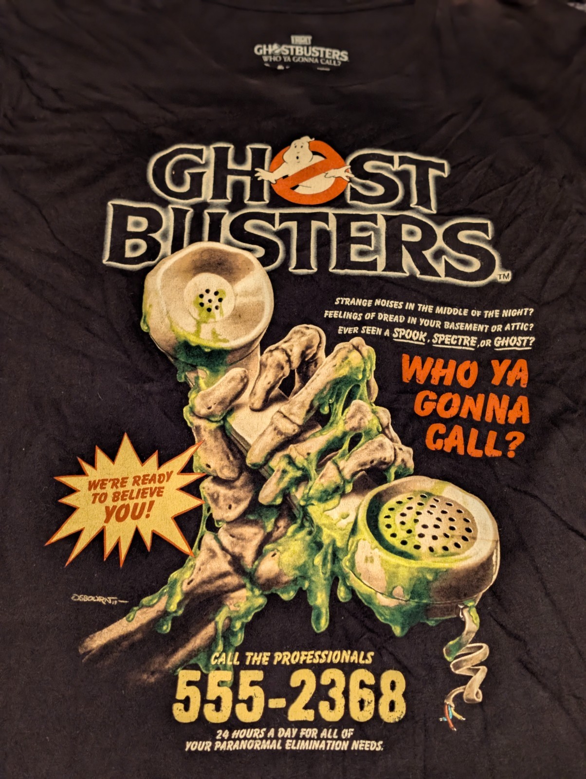 Ghostbusters Fright Rags T-Shirt XXLarge Official Black Spooky Phone Line Shirt gallery