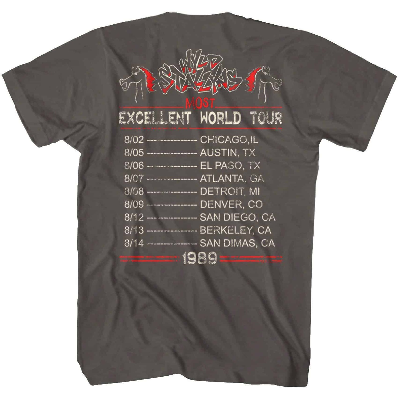 Bill & Ted Wyld Stallyns Most Excellent World Tour 1989 Men's T Shirt Rock Merch gallery