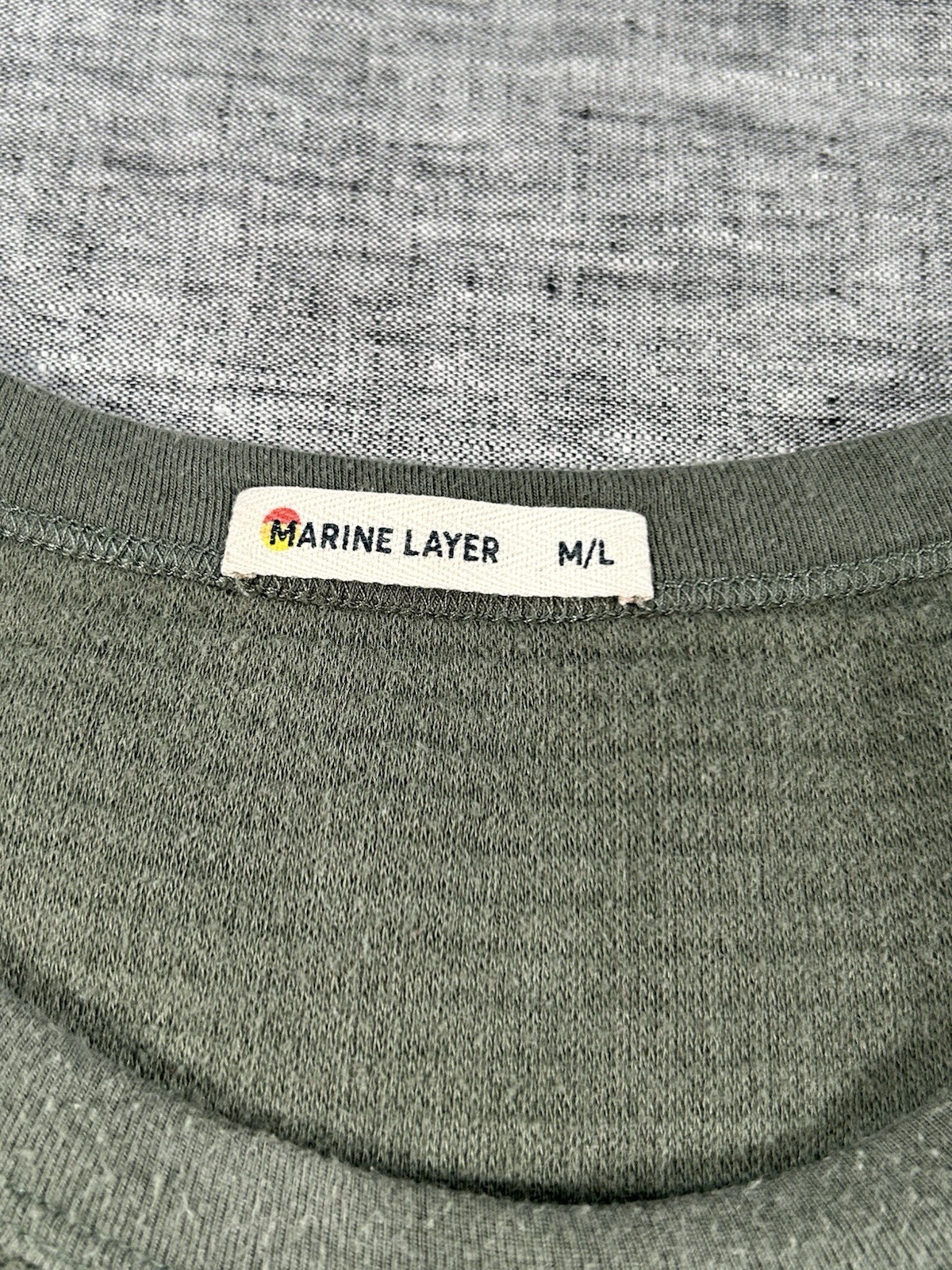 Marine Layer Waffle Thermal Shirt Mens Medium Large Green Long Sleeve Crewneck gallery