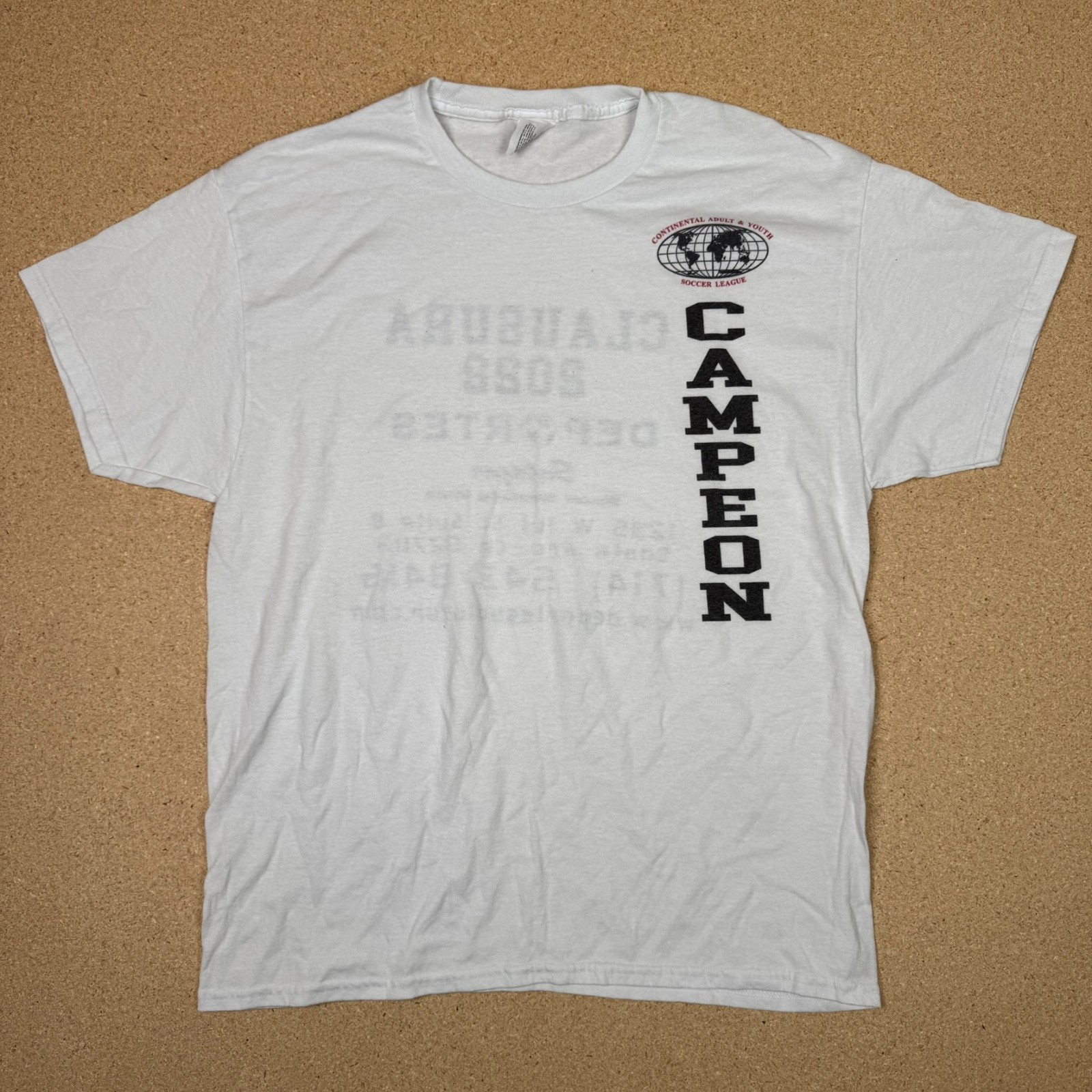 Hanes EcoSmart Men’s White T-Shirt Continental Soccer League Campeon 2022 L