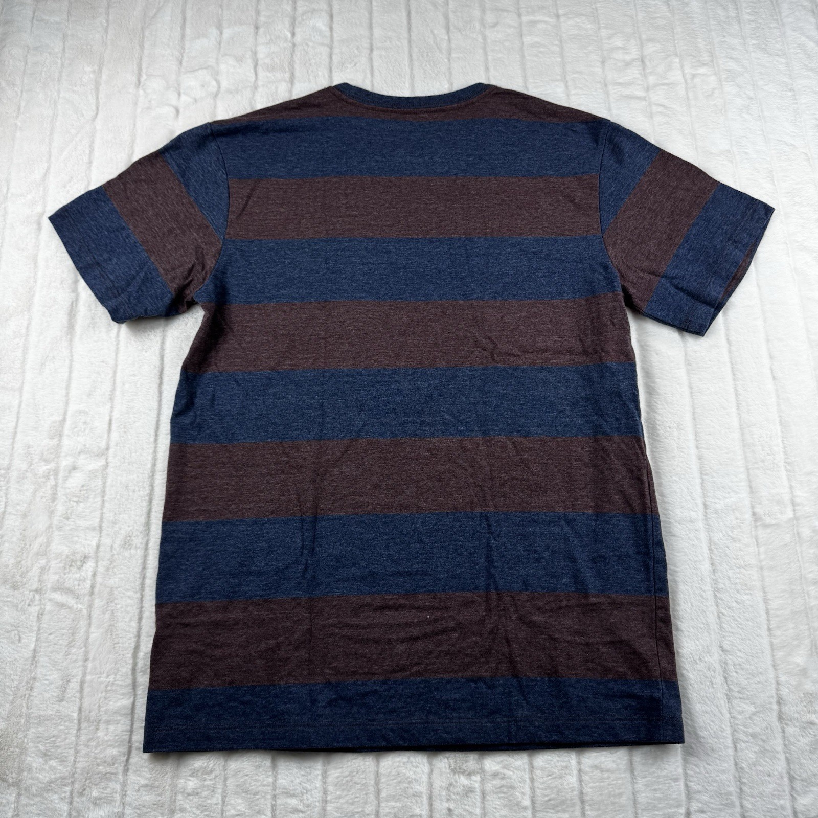Katin Stripe Pocket Crew Neck T-Shirt Men's M Navy Purple 50% Cotton 50% Poly gallery