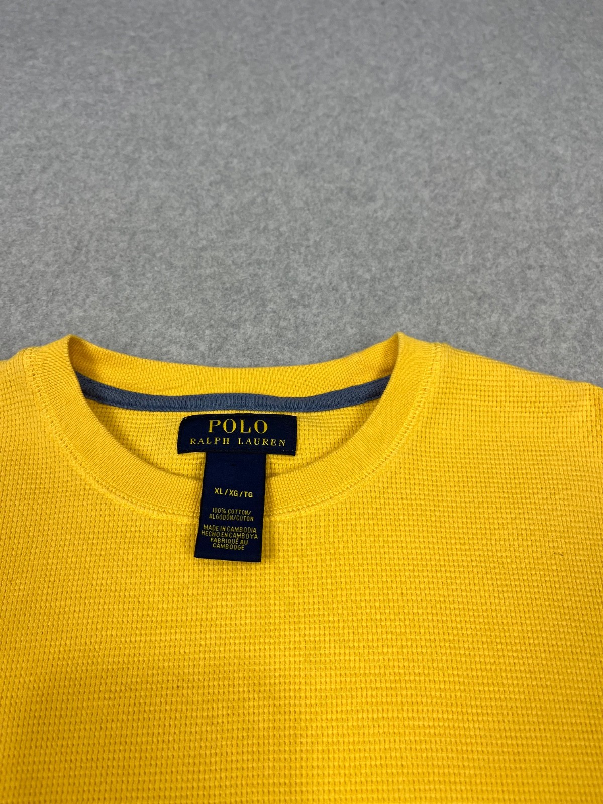 Polo Ralph Lauren Shirt Mens XL Yellow Waffle Knit Long Sleeve Crew Neck gallery