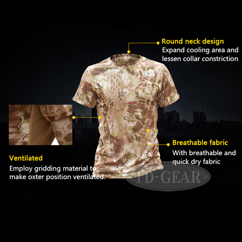 IDOGEAR Tactical Shirt Short Sleeve Camo Gear Round Collar Anti-UV Perspiration gallery