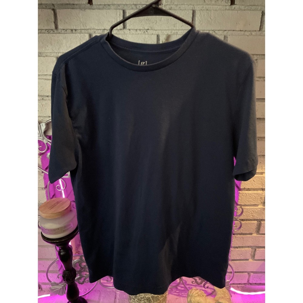 George Mens Crewneck Short Sleeve T-Shirt Navy Blue Solid Size M 38-40