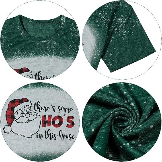 Christmas Shirts for Women There's Some Santa in This House Funny T-Shirts, XXL gallery