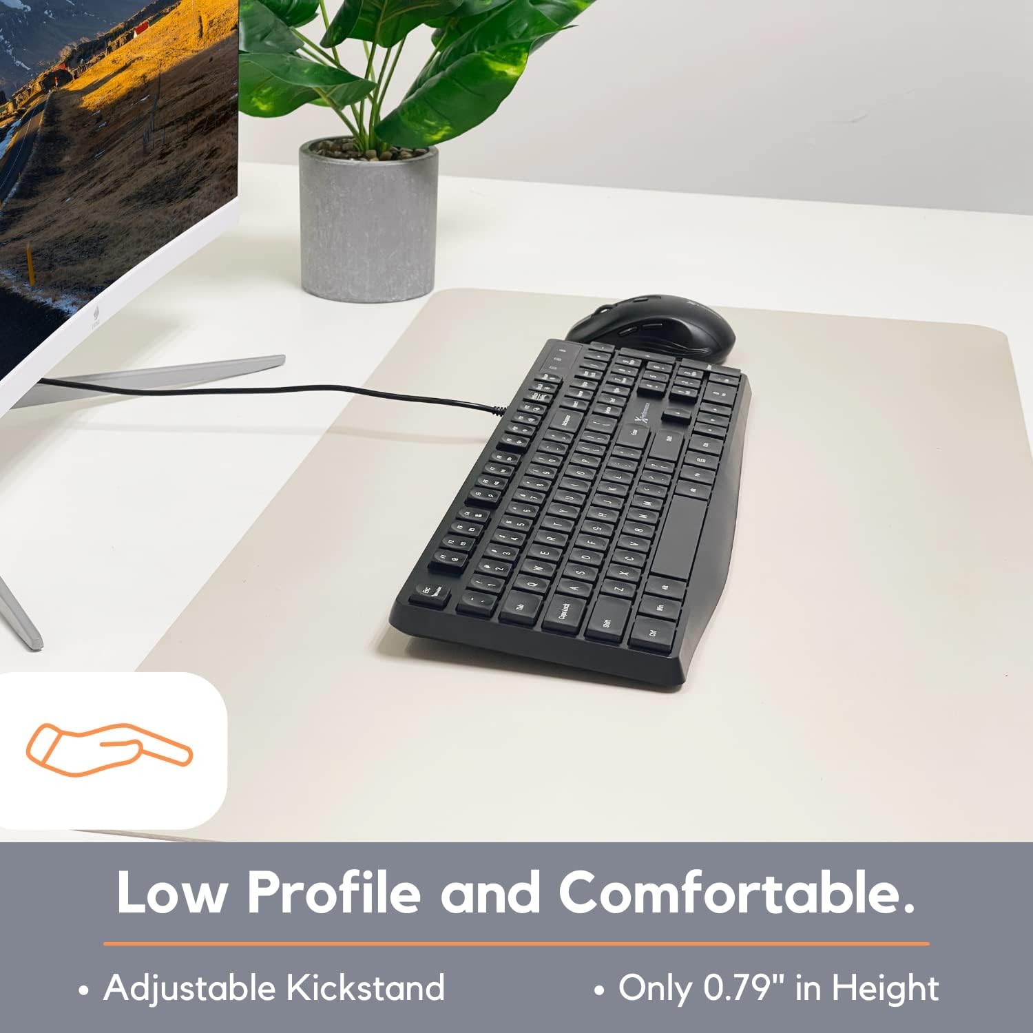 X9 Performance Wired Keyboard – Ultra Slim Full Size Ergonomic Computer Black