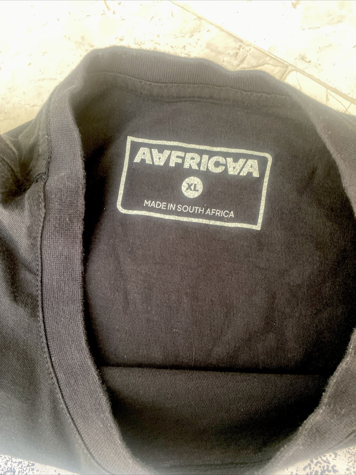 Black Silk-Screened T-Shirt X-Large AFRICA w/inverted A's EUC gallery