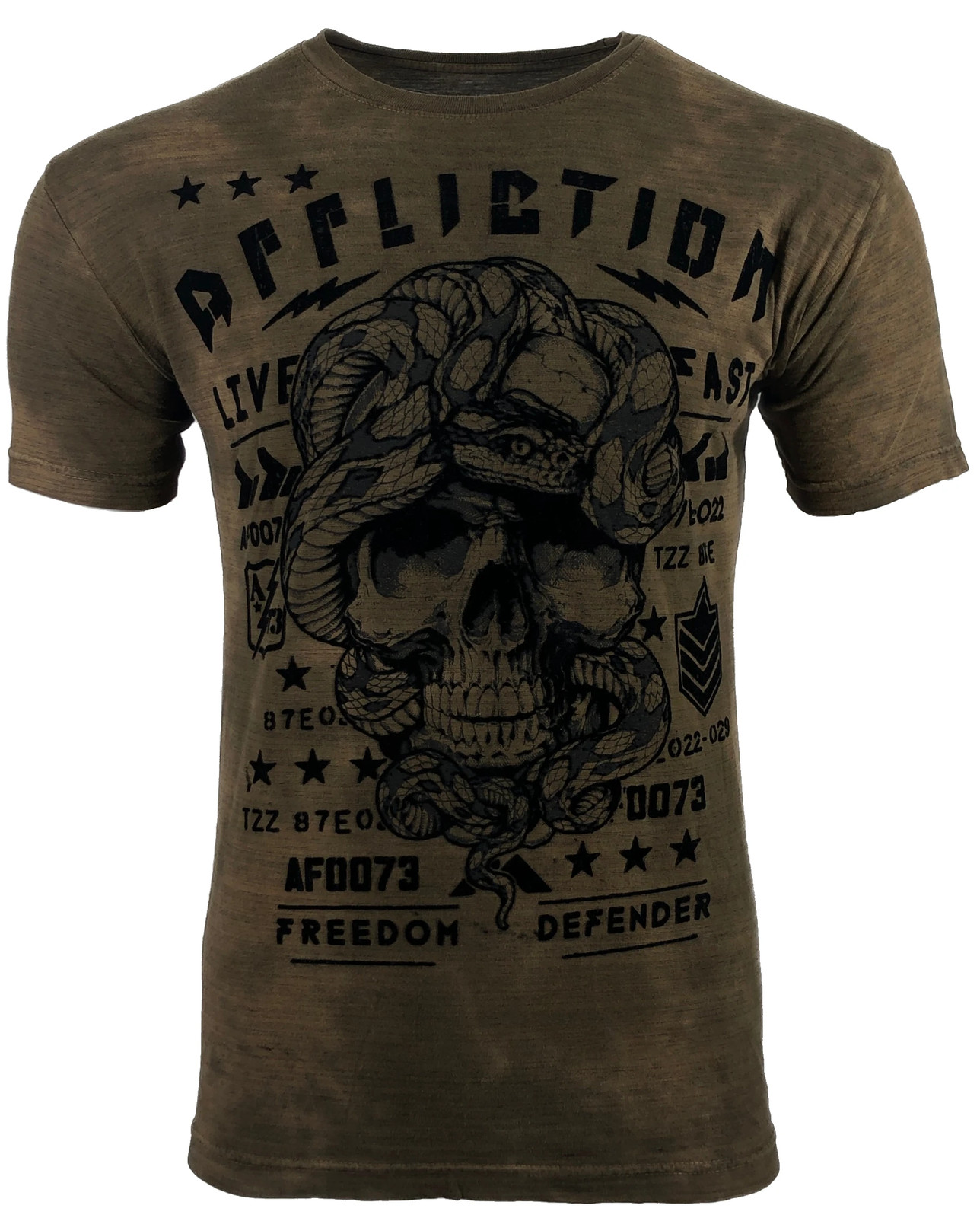 AFFLICTION Men's T-shirt FREEWILL Short Sleeve Skull Tattoo Biker MMA gallery