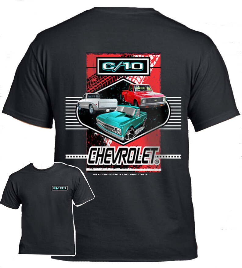 Chevrolet C-10 Logo Print C10 Car Cotton T-Shirt Black Official Licensed