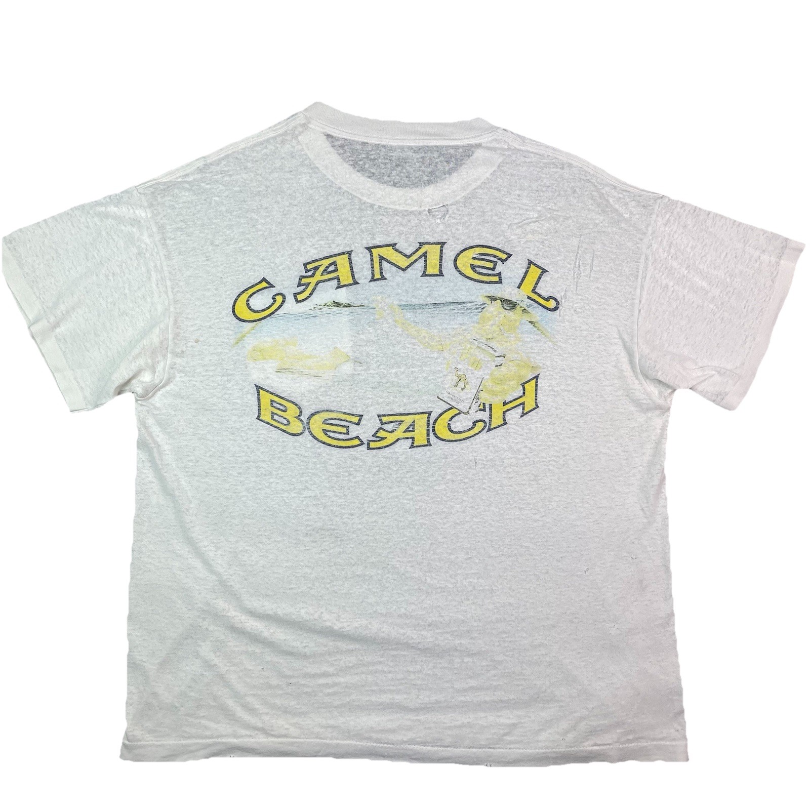 Camel Beach Summer 91 White Vintage Rare See Through Pocket T-Shirt Men's L gallery