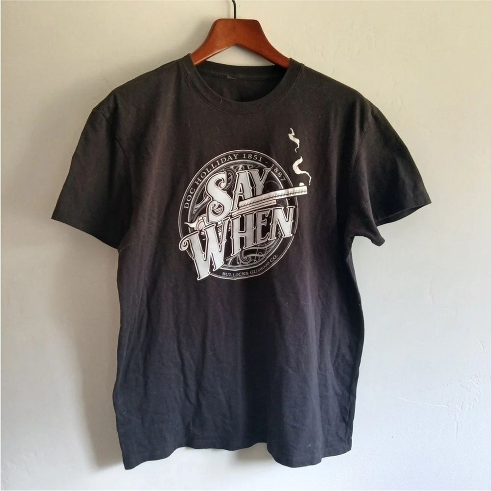 Say When Doc Holiday T-Shirt Large Black Glenwood Springs Wild West Graphic Tee