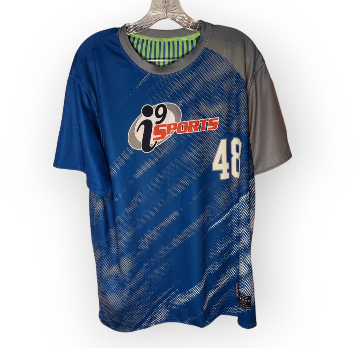 i9 Sports Reversible Shirt Jersey #48 Football Soccer Blue Green  Size XL -read