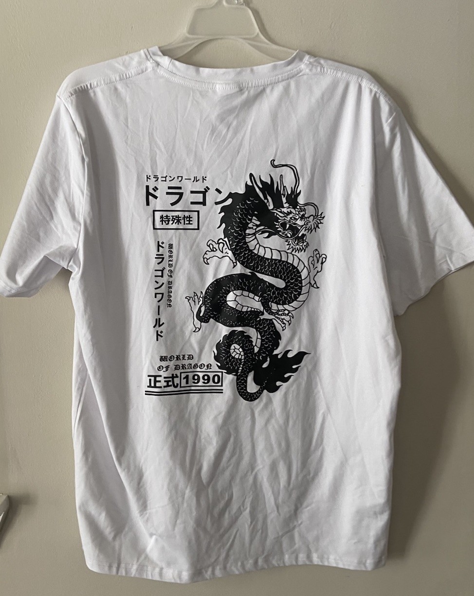 White Dragon Graphic T-shirt sz L Japanese Dragon World Drago 1990 Streetwear gallery