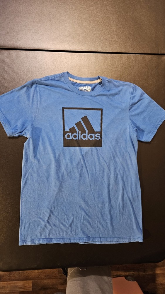 Adidas Climalite Short Sleeve Graphic T-Shirt Mens L Blue Big Logo 2015