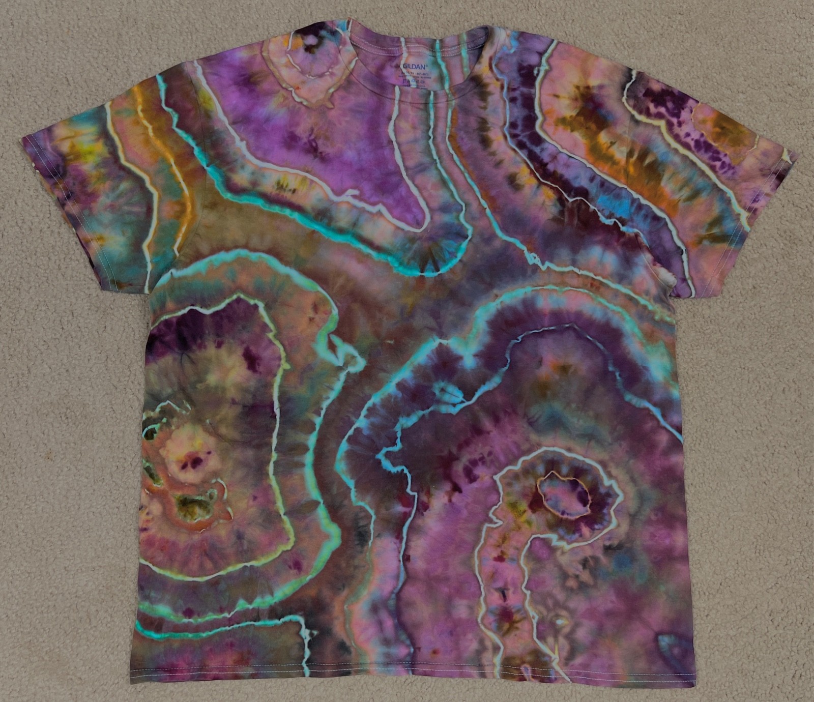 Handmade Ice Tie Dye T-Shirt XL Mens Womens Soft Cotton Blue Violet Geode gallery