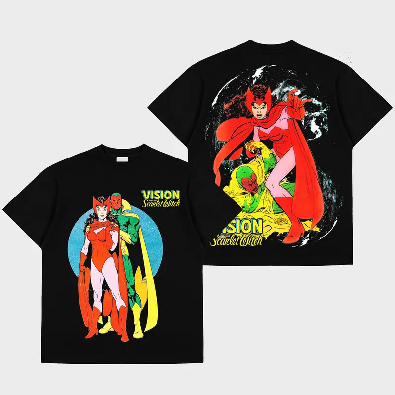 Scarlet Witch Vision Premium Cotton T-Shirt, Wanda Maximoff Retro Graphic Shirt,