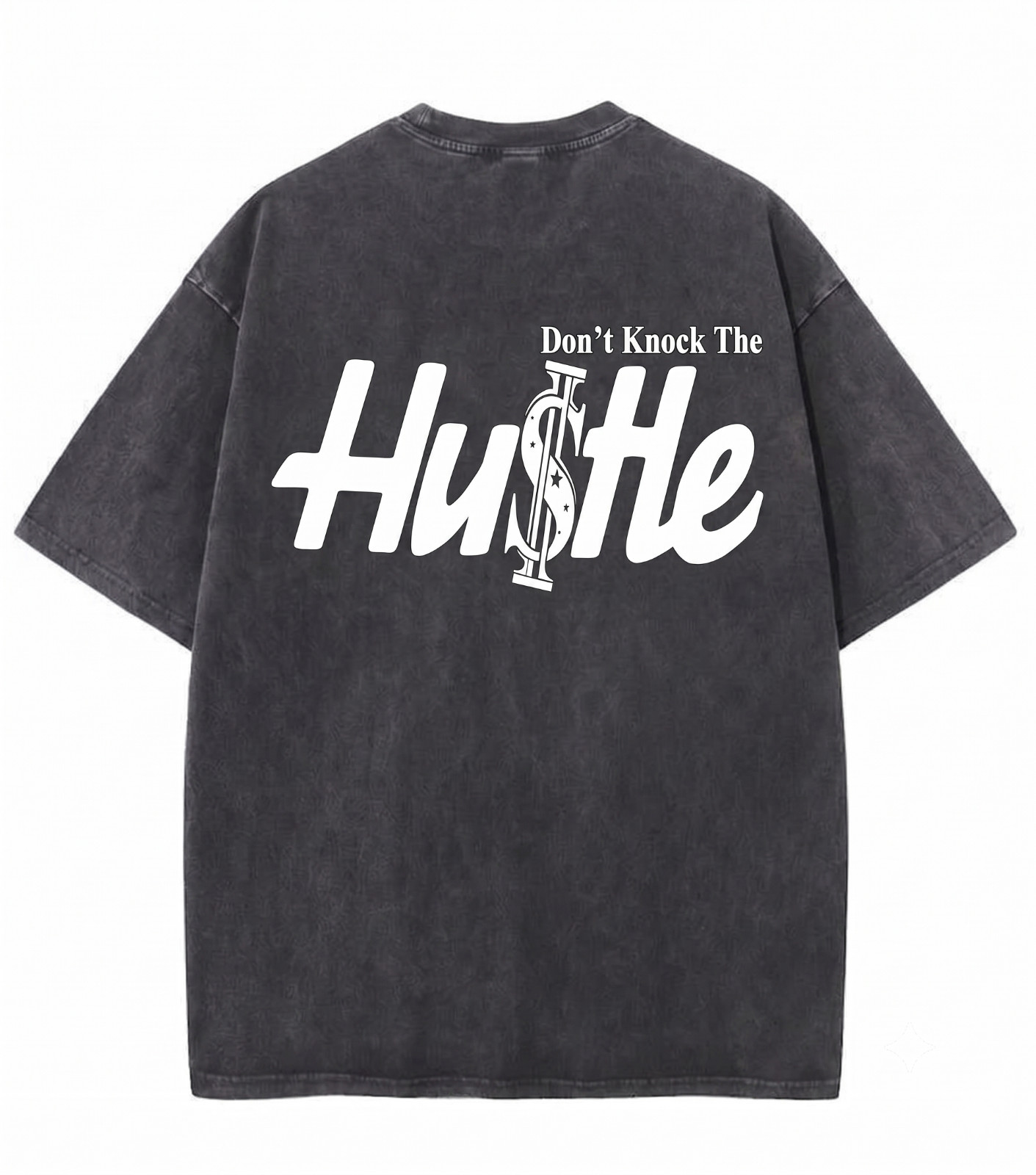 Mens Vintage Wash Hip Hop T Shirt Dont Knock The Hustle Front Back Graphic Tee gallery