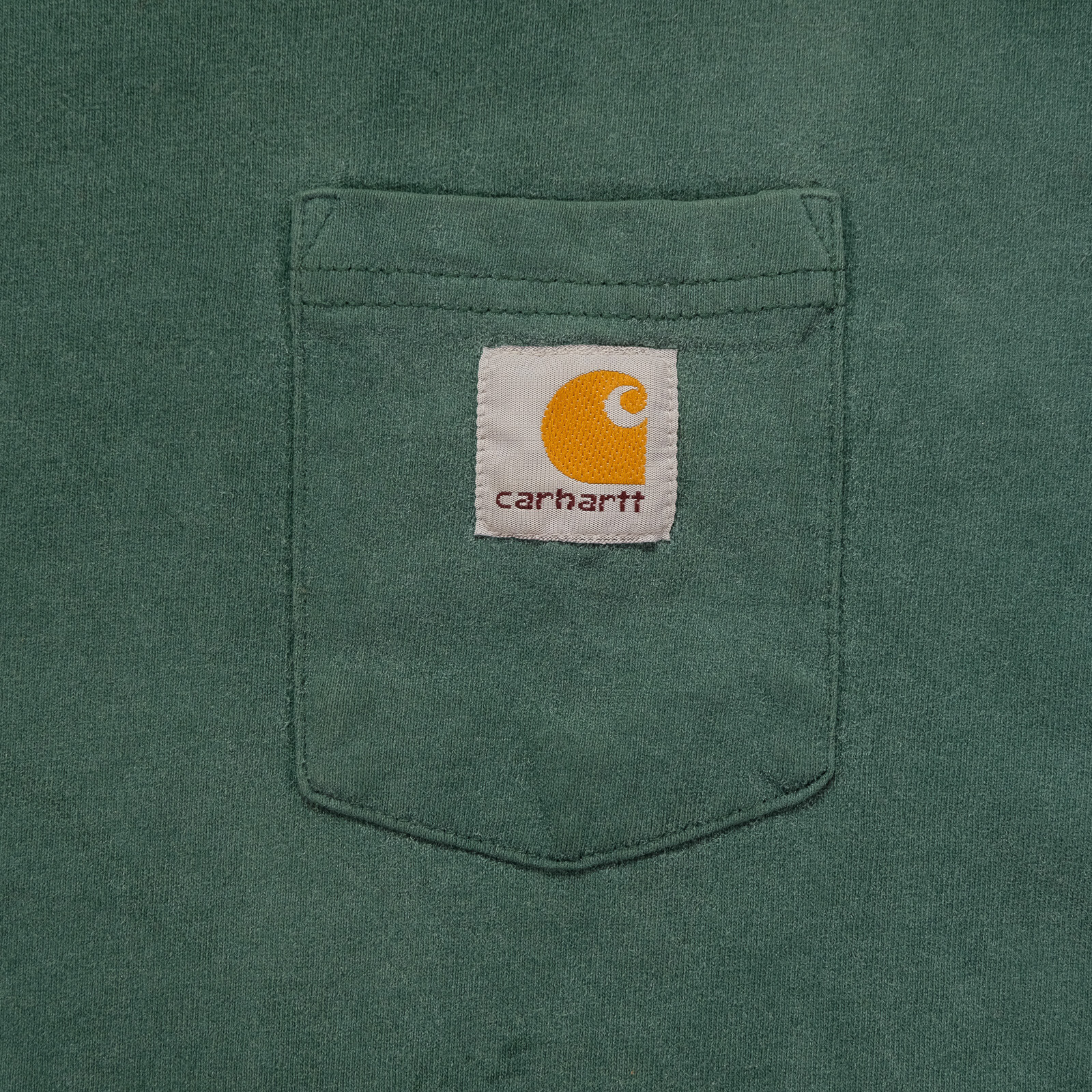 Rare VTG CARHARTT Spell Out Patch Pocket T Shirt 90s 2000s Rodeo Cowboy Green gallery