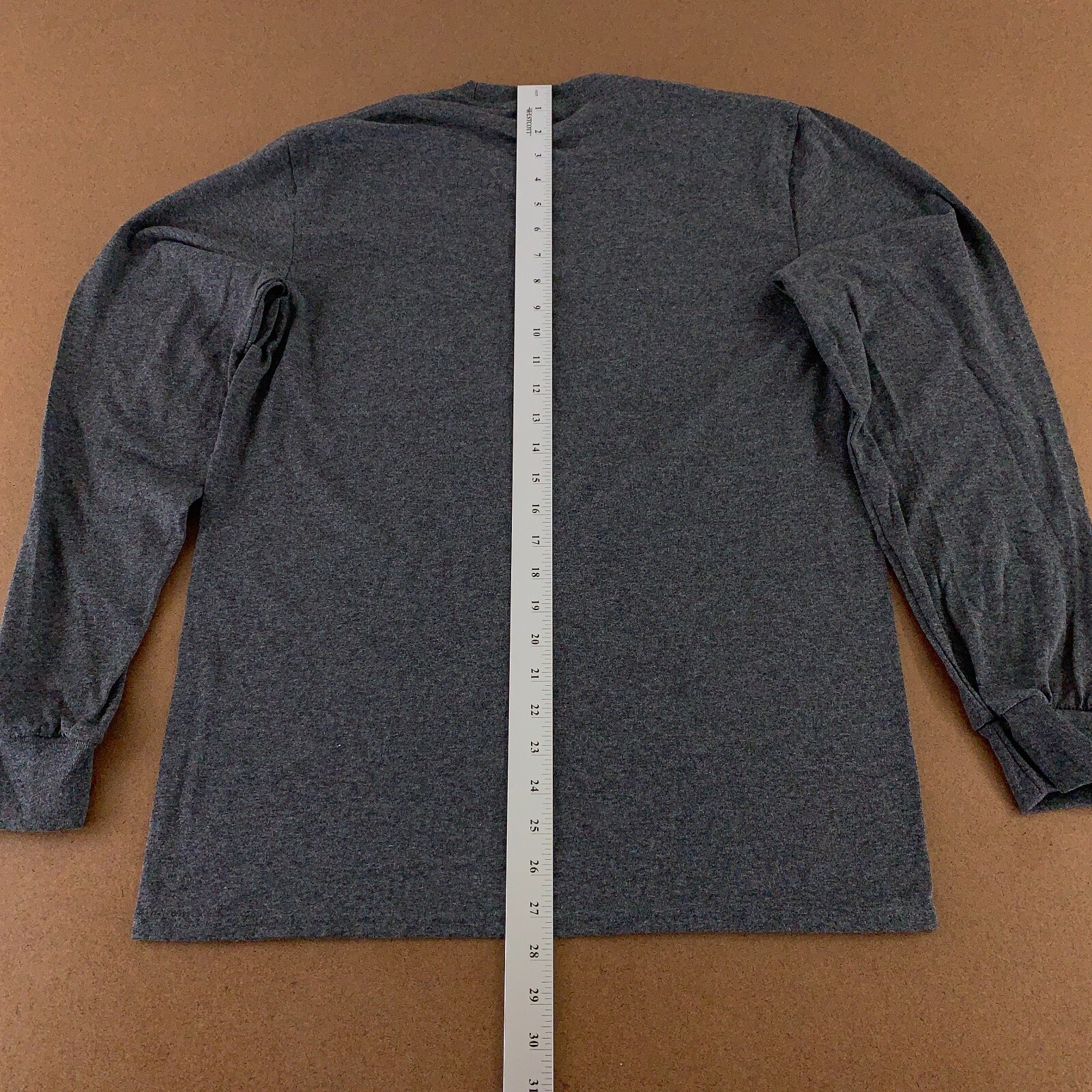 Port & Company Core Cotton Men's Medium Charcoal Heather Long Sleeve T-Shirt New gallery