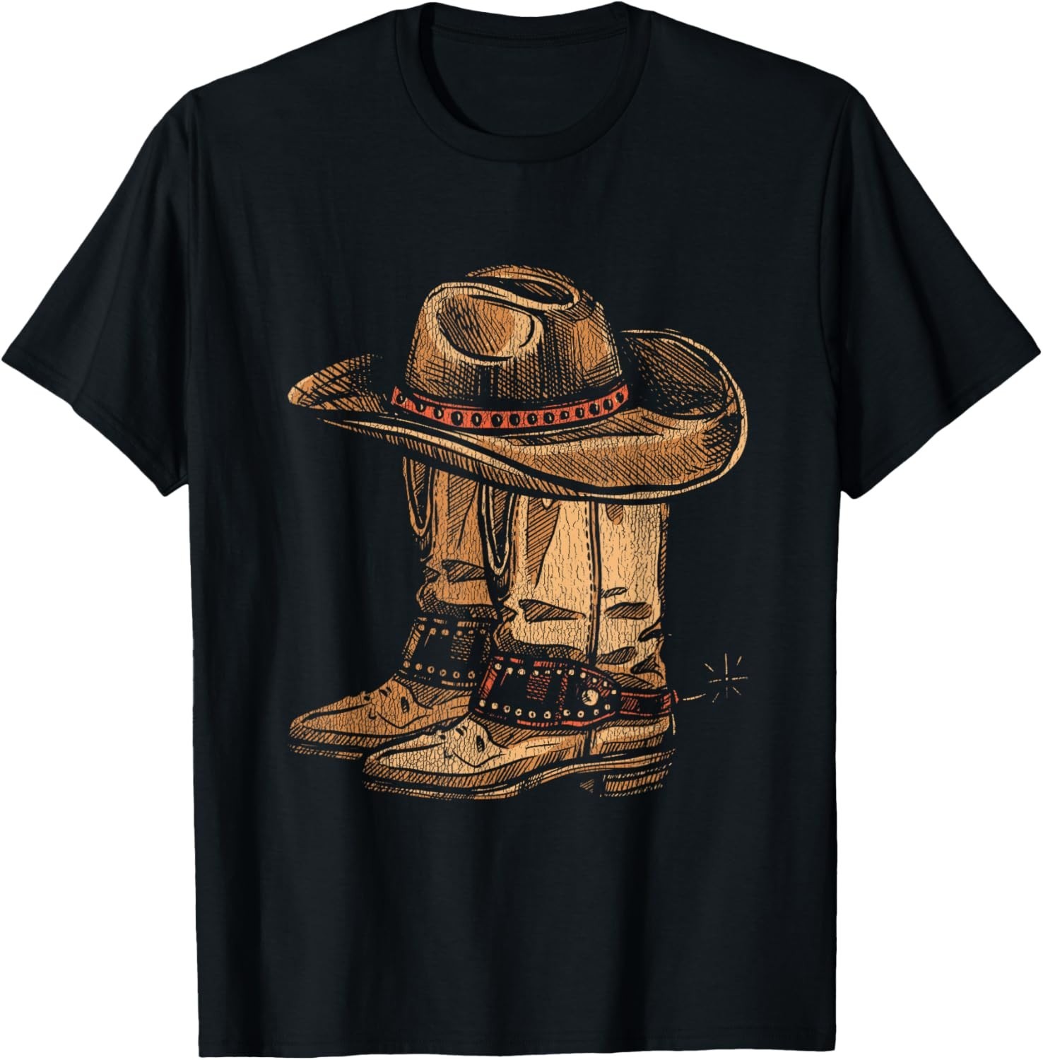 Hat & Boots Howdy Cowboy Classic Western Cotton Short Sleeve T-Shirt Adult gallery
