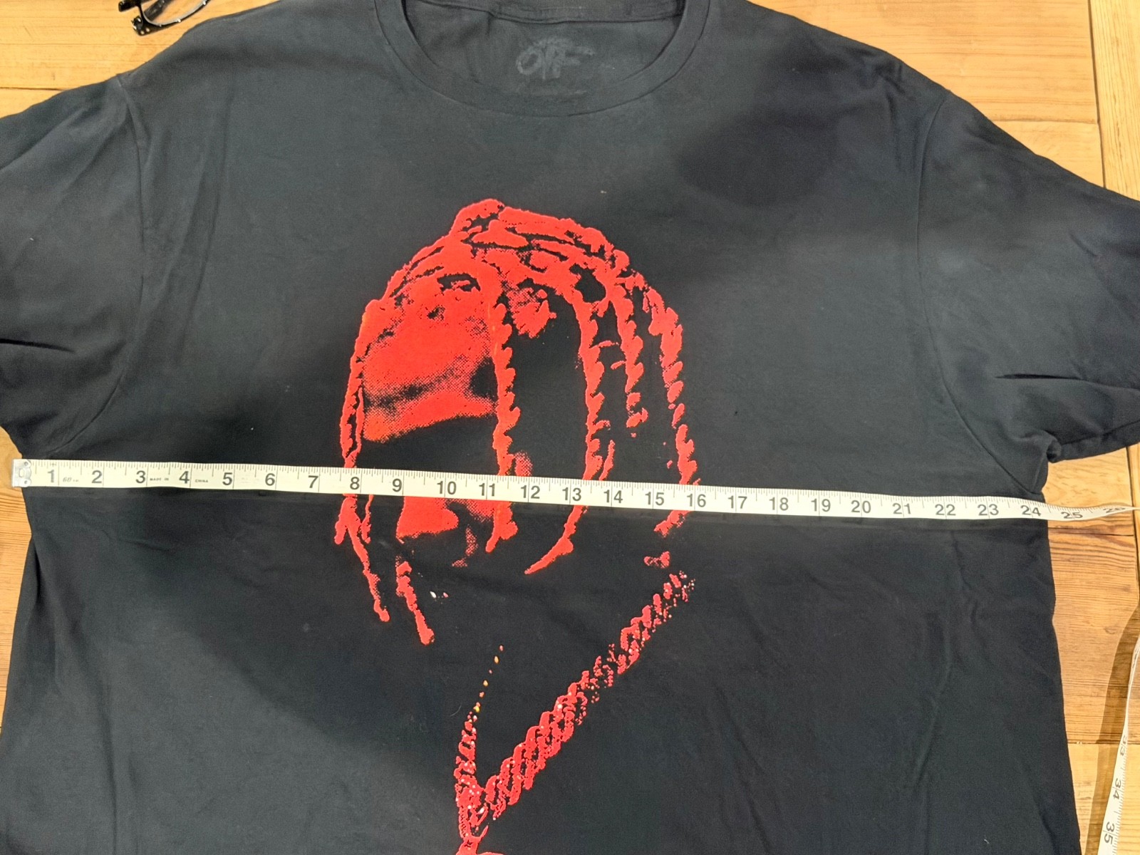 Men's Lil Durk OTF Chain Hip Hop Short Sleeve Tee-Black/Red Print- Size X Large gallery