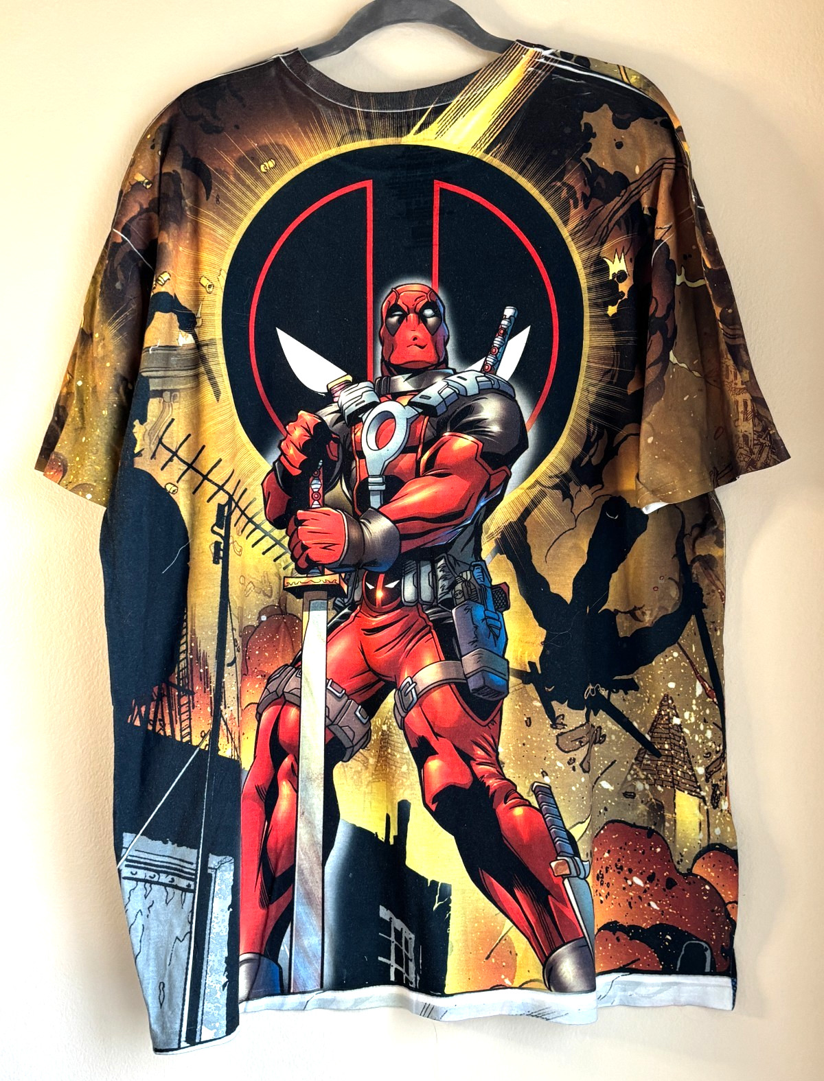Marvel Universe Deadpool Tee Shirt Men's 2XL All Over Print Double-Sided Graphic gallery