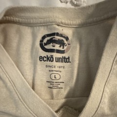 Ecko Unltd. Men’s Beige Regular Fit V-Neck Graphic Logo T-Shirt Short Sleeve L