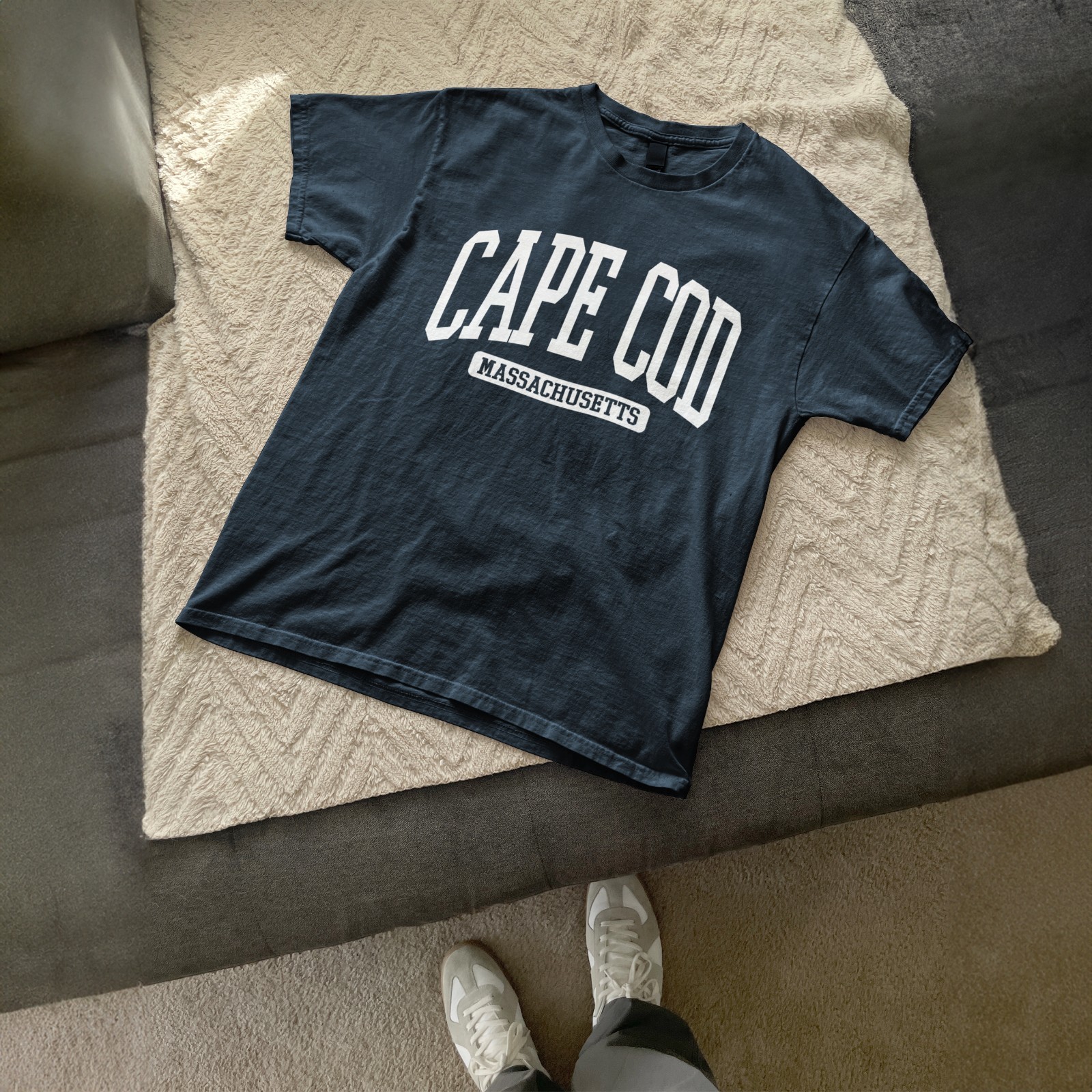 Cape Cod Massachusetts Souvenir Beach, Aesthetic, Vintage Navy Blue Tee gallery
