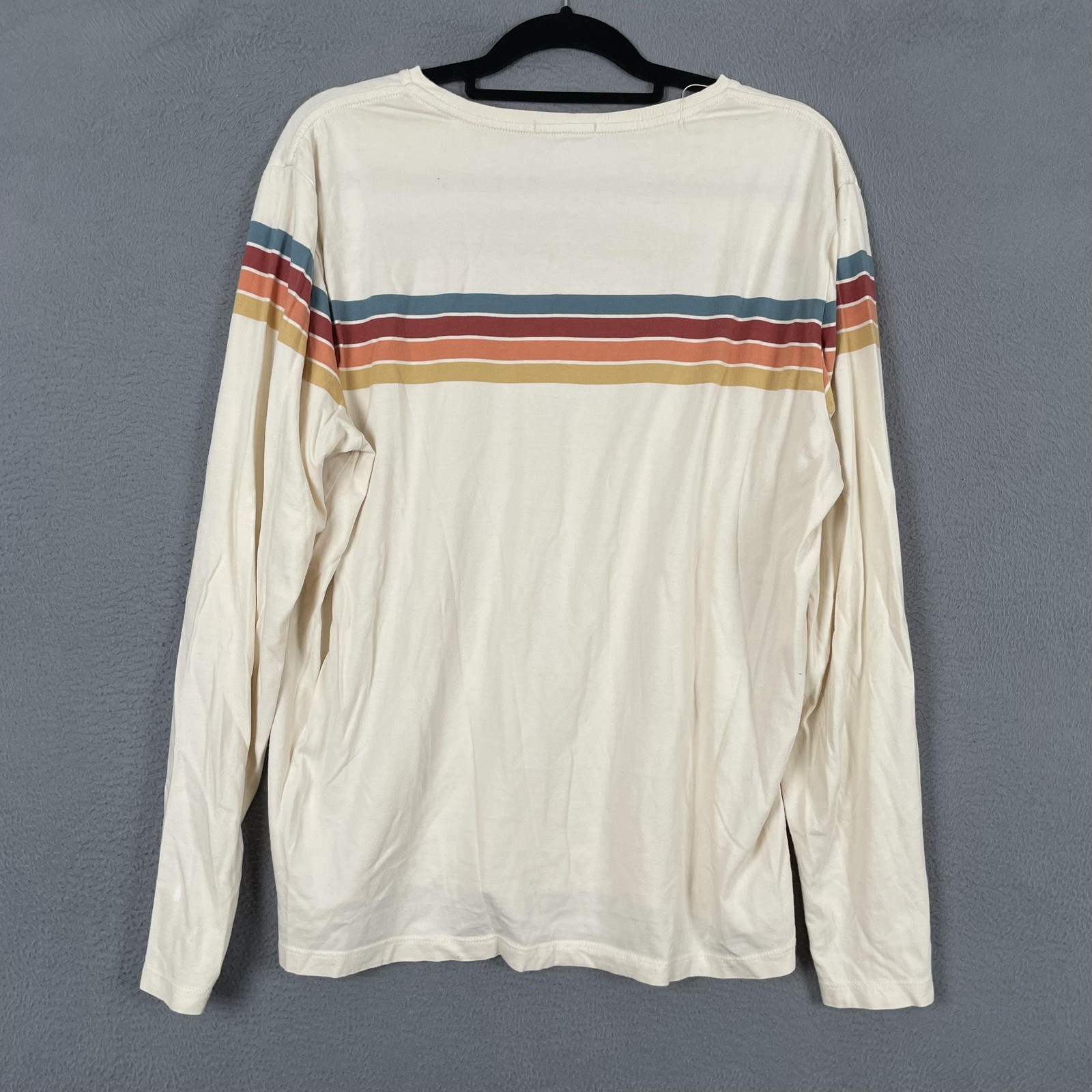 Marine Layer Shirt Mens Large White Striped Long Sleeve Crew Neck Relaxed Logo gallery