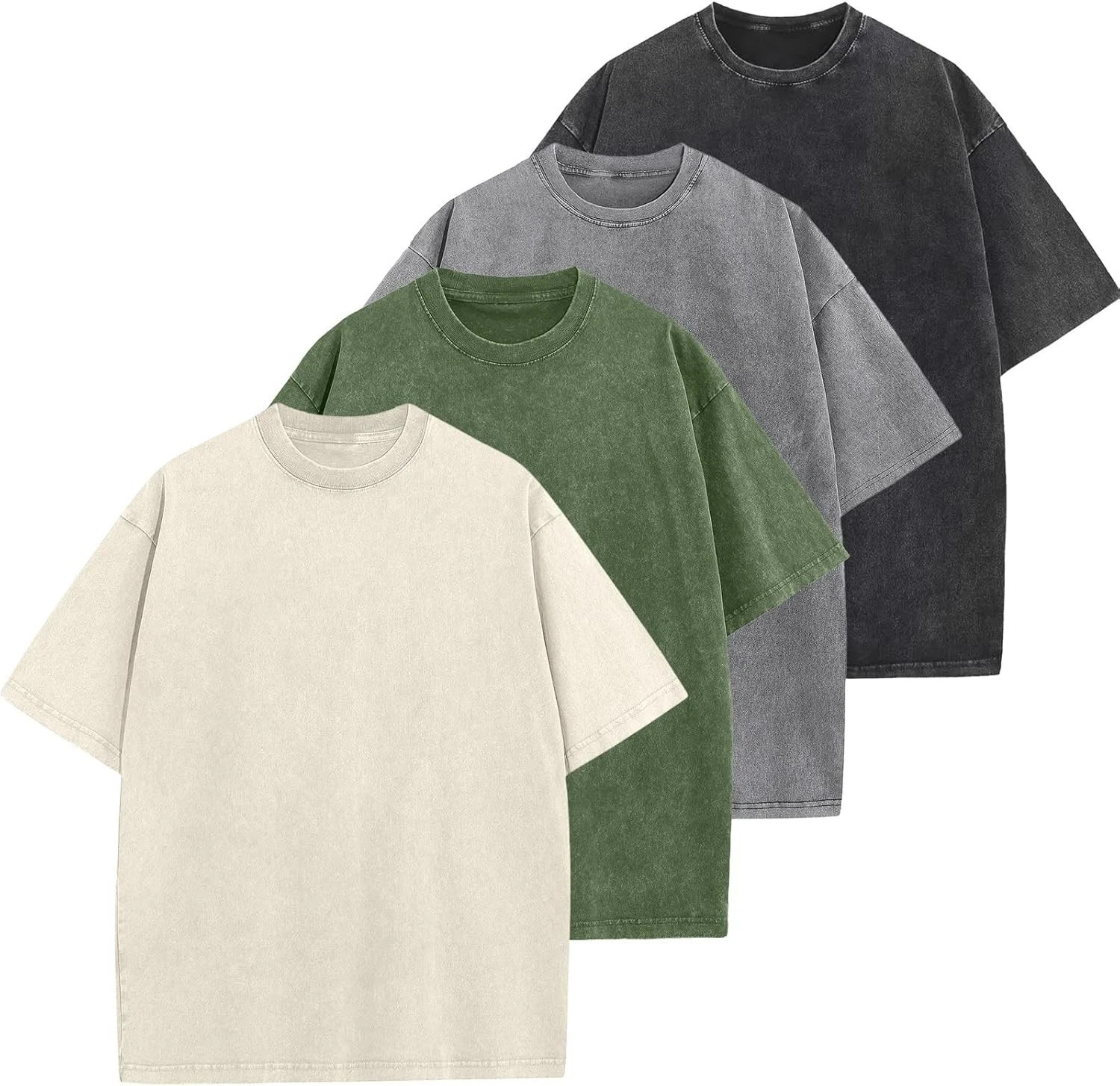 Men’s Oversized Vintage Acid Wash T-Shirt 100% Cotton Loose Fit Streetwear Tee gallery