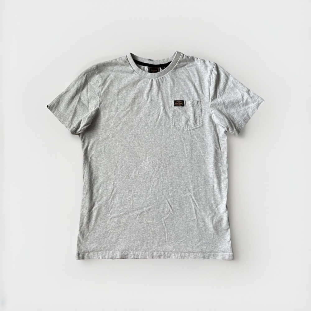 Superdry Men’s Med Heathered Gray Pocket T-Shirt Traditional Workwear Crewneck M