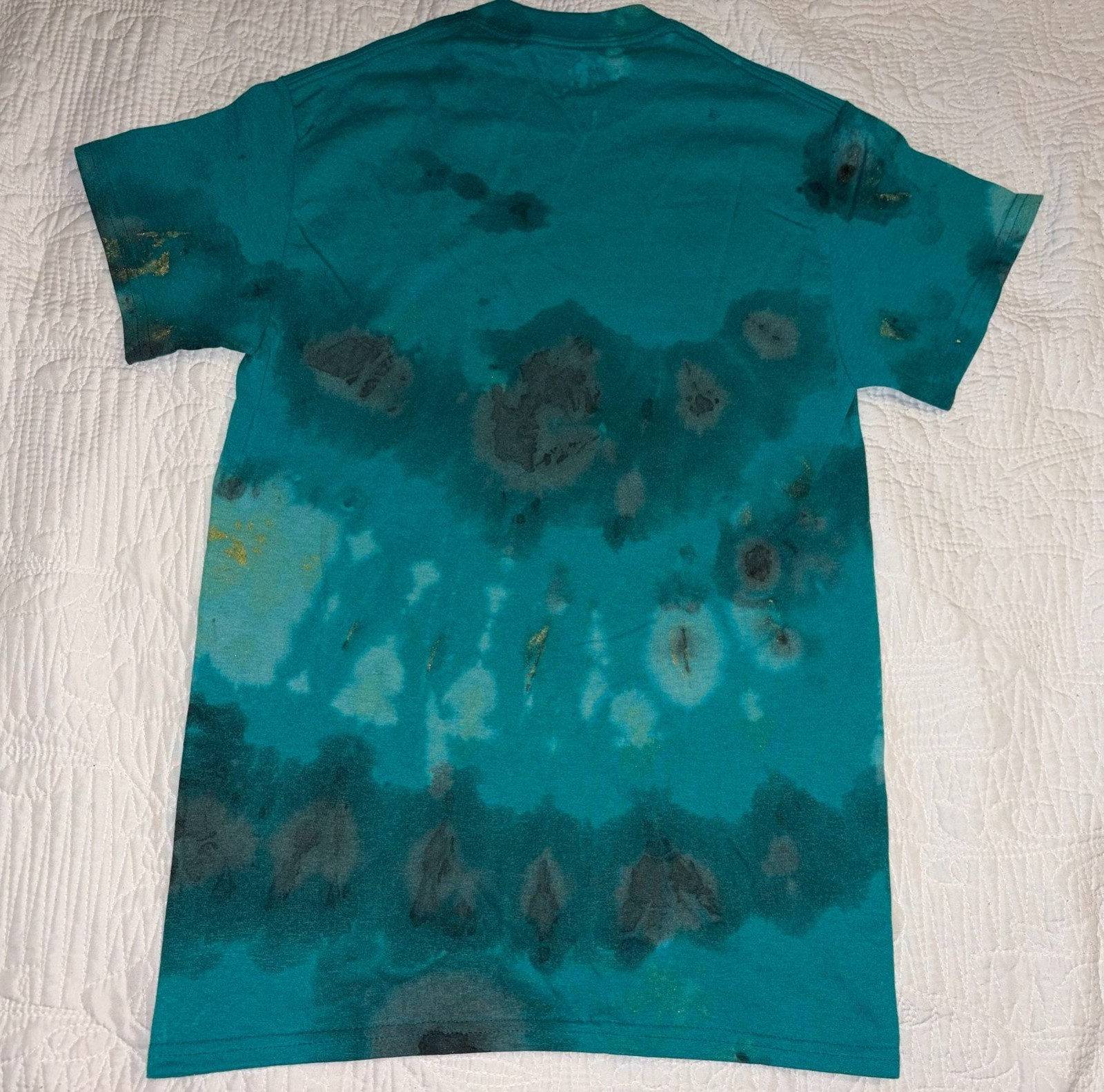 Unbranded Teal and Black Tie-Dye Short Sleeve T-Shirt gallery