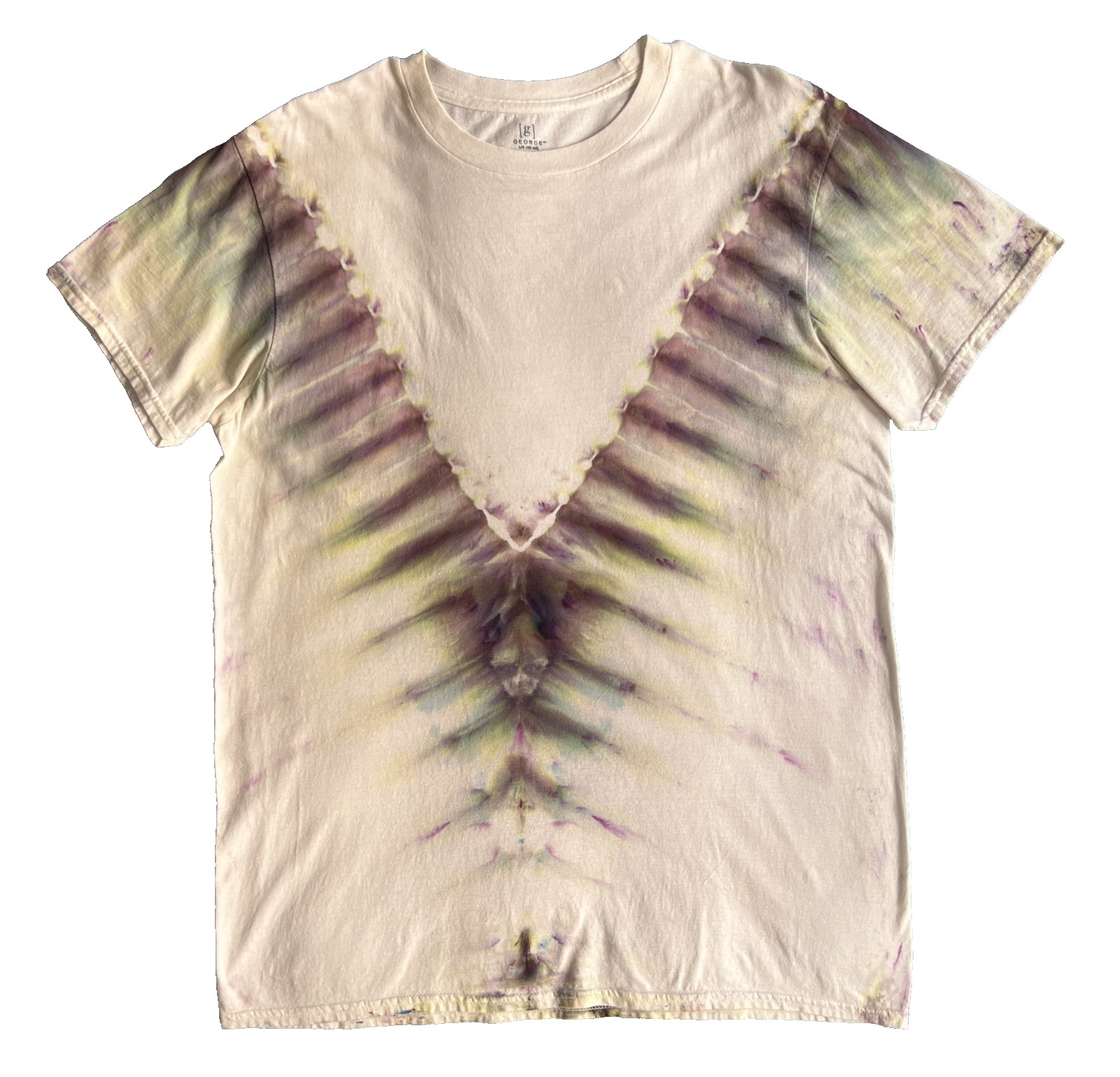 NEW Chevron Ice Tie Dye T-Shirt, Unisex L SS, Purple Blue Green