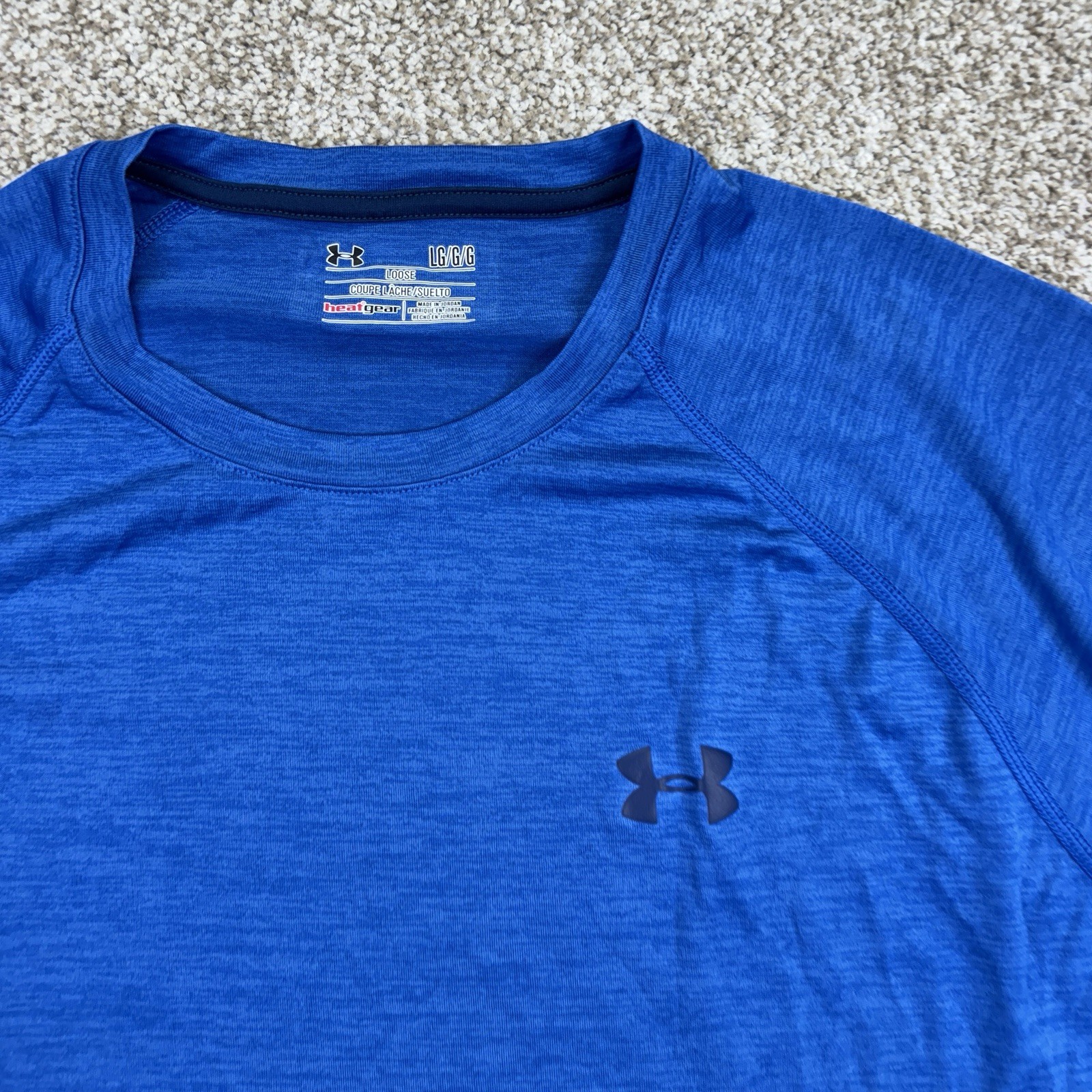 Under Armour Heatgear T Shirt Mens Large Blue Short Sleeve Raglan 1228539 gallery