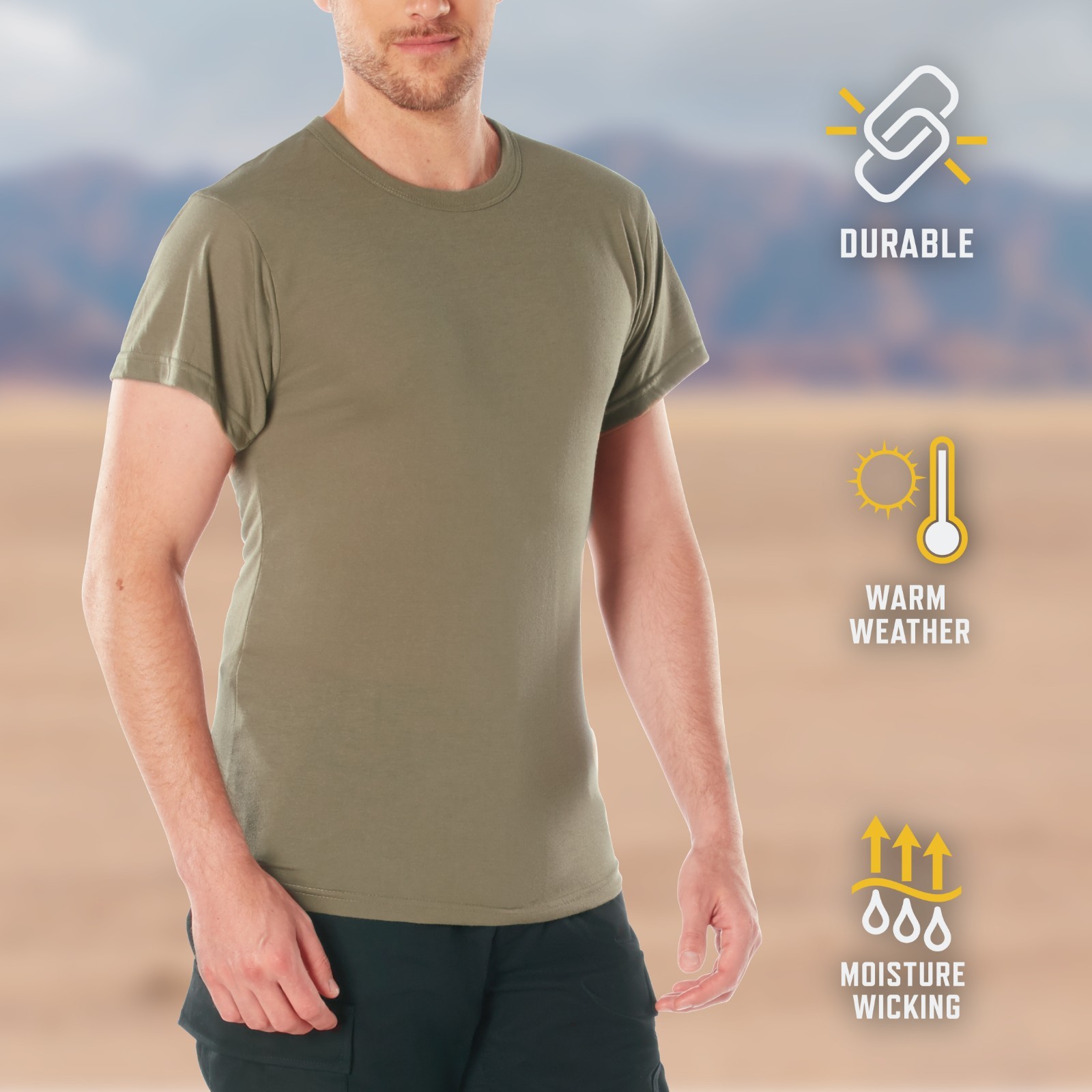 Moisture Wicking T-Shirt Solid Tactical Workout Crew Neck Comfy Lightweight Tee gallery