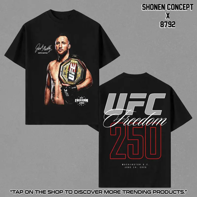 Justin Gaethje UFC Freedom 250 T-Shirt Vintage 4th Of July MMA Combat Graphic Te
