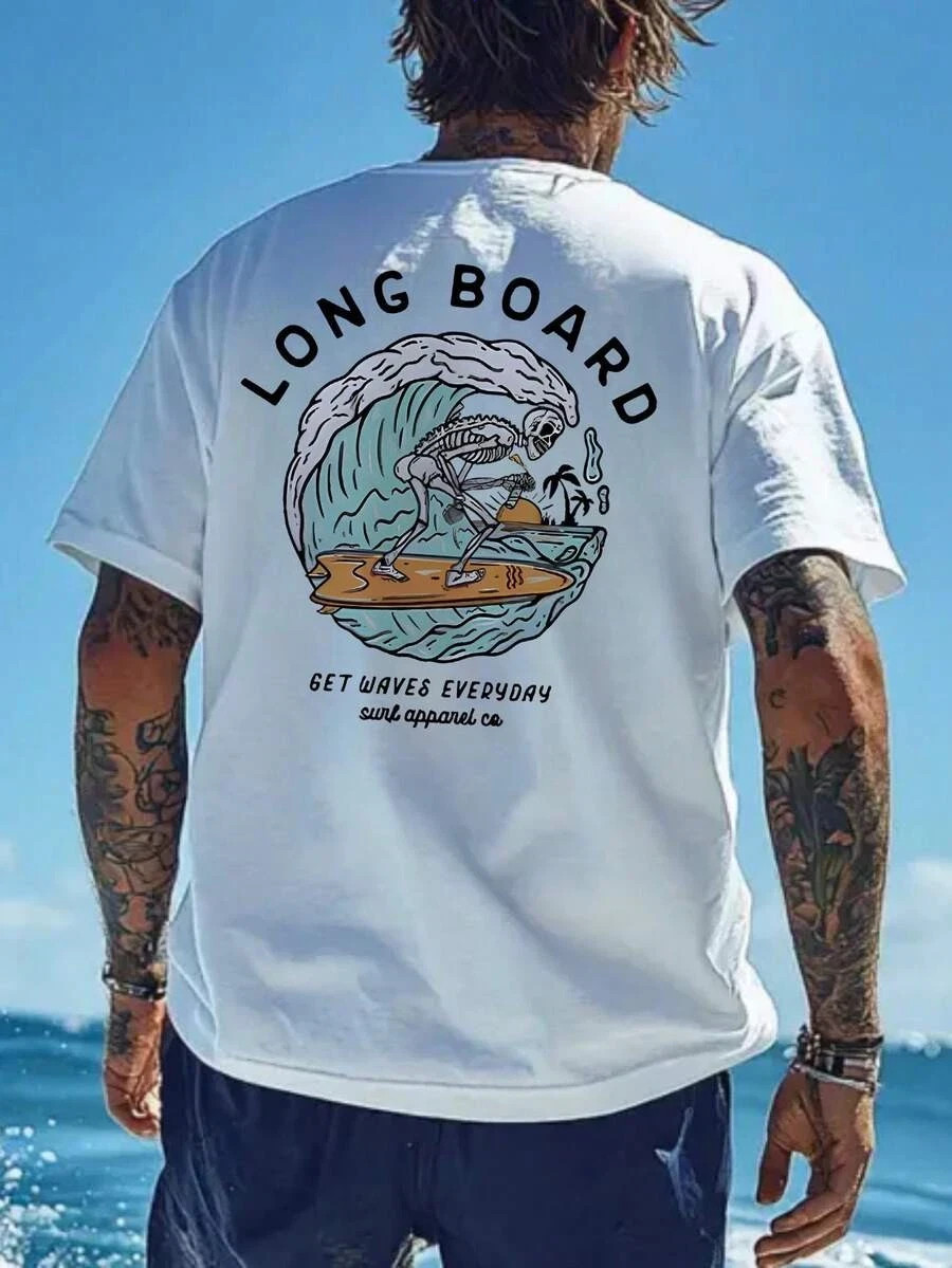 Men’s Casual Surf Beach Graphic T-Shirt Short Sleeve Summer Tee