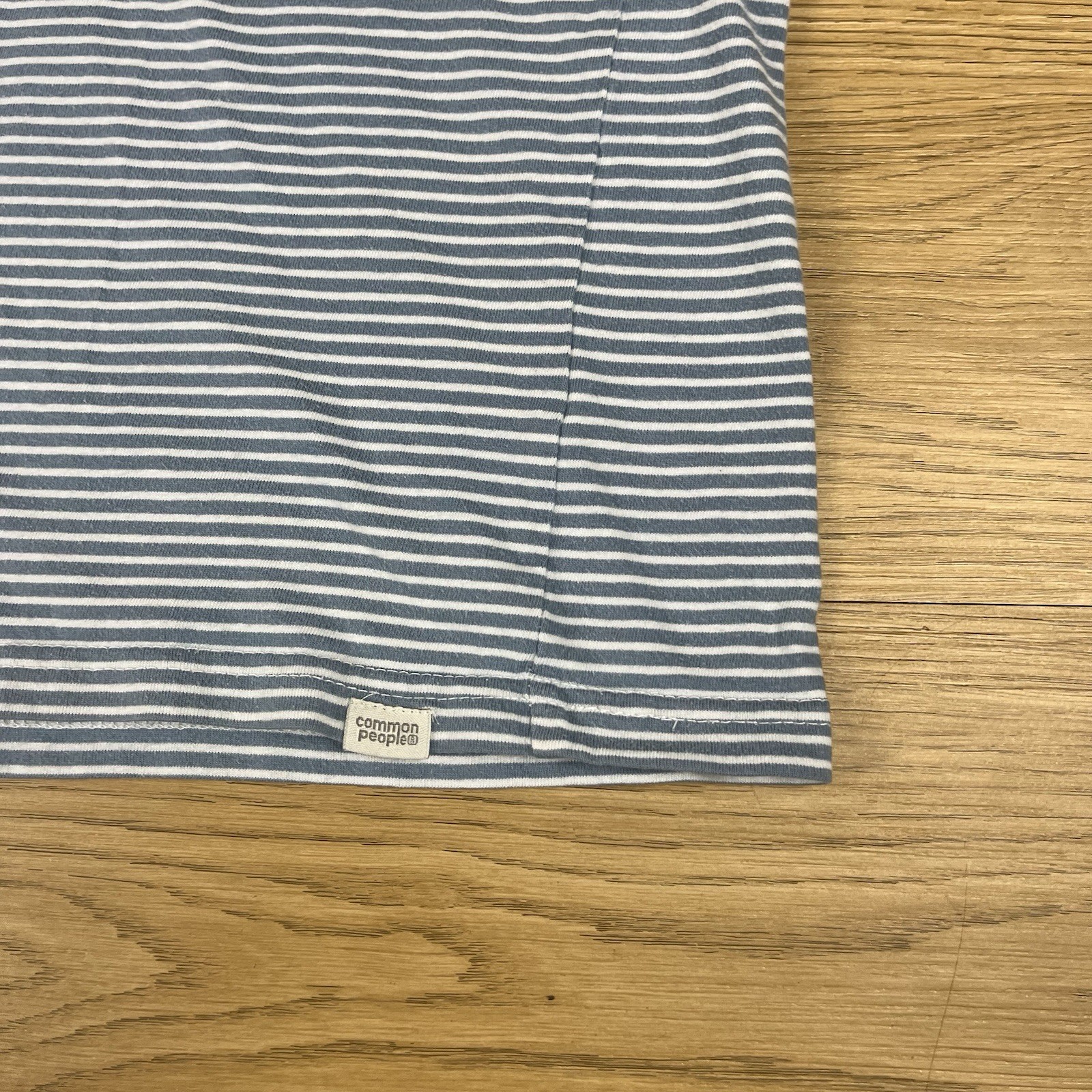 Common People Men's Blue Pink Striped Pocket Cotton Tee T Shirt M Medium Indi gallery