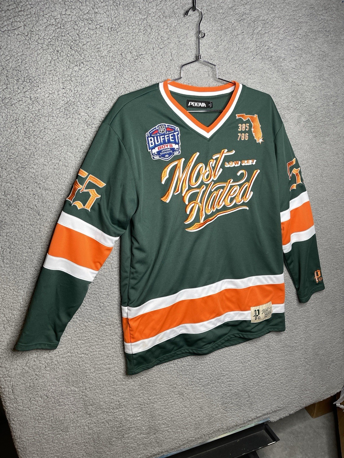 G59 records Pouya Mens jersey large most wanted low key green orange miami gallery