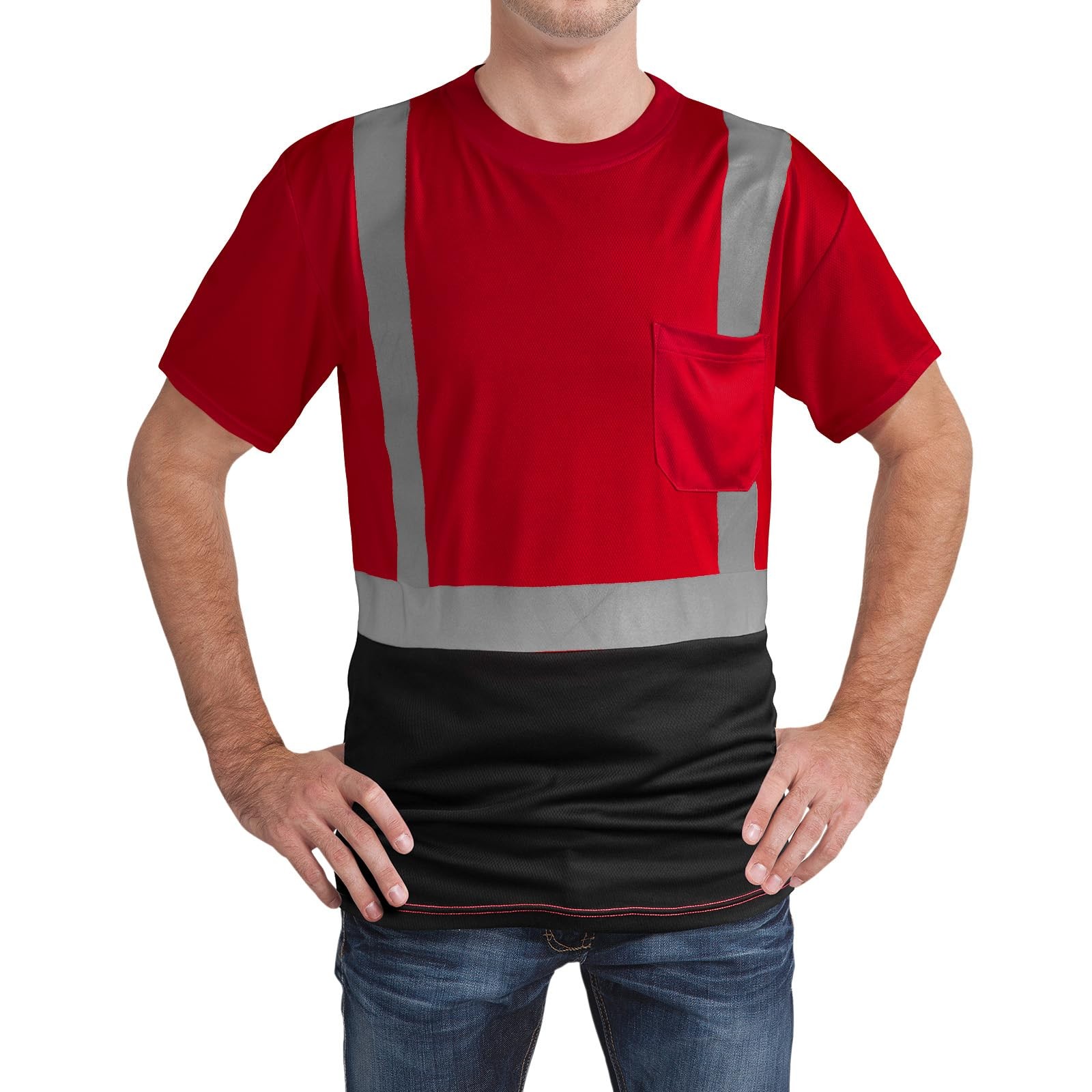 High Visibility Safety T Shirt Quick Dry Reflective Workwear Construction Wear gallery