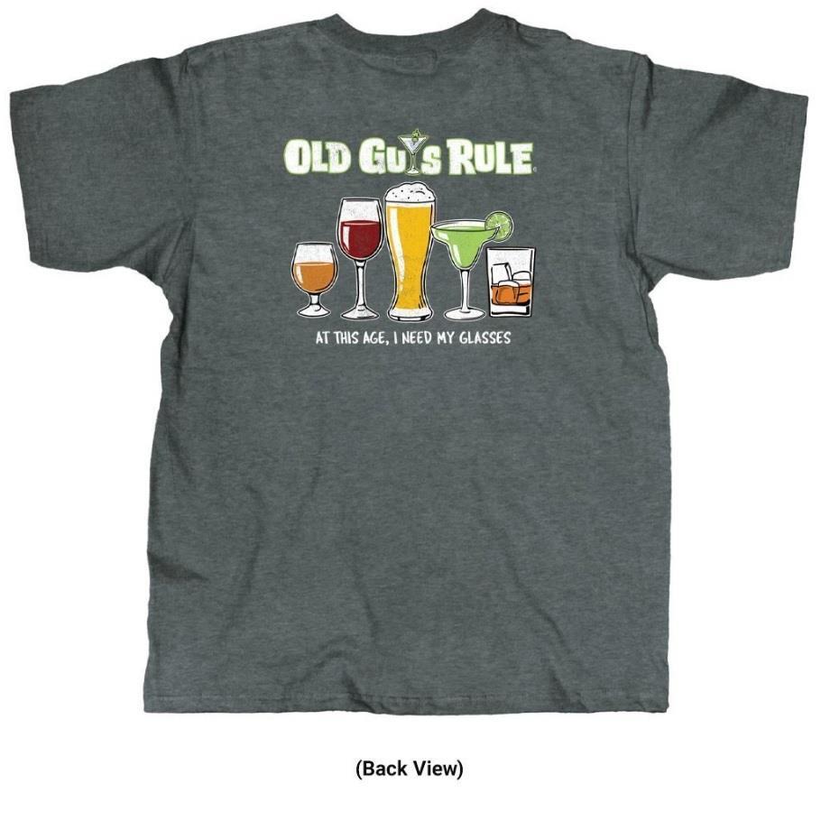 Old Guys Rule “Need My Glasses” Drinking Men’s T-Shirt, Choose Size